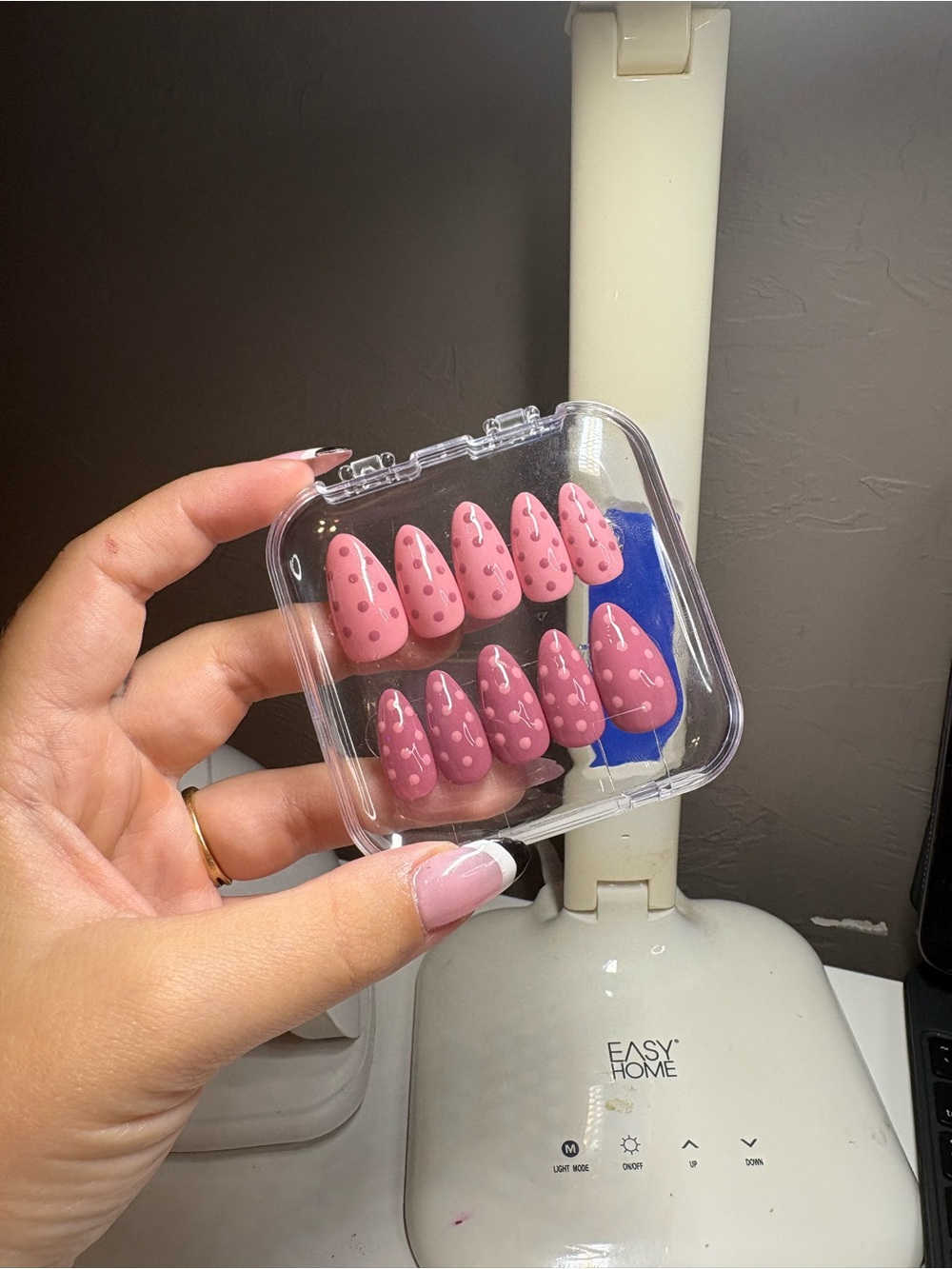 Press-On Nail Set - Pink Polka Dot Almond Tips
